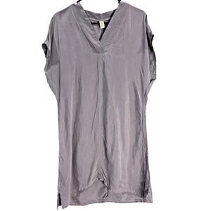 Make It Good Shift Dress Womens S Purple Taupe Cupro Satin Kaftan Resort Beach